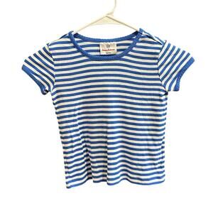 Hanna Andersson Blue/White Striped Pima Cotton T-Shirt, EUC, Sz 100cm (4-5) (4C)